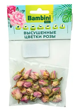 Bambini Pets Лакомство высушенные цветы розы для грызунов и кроликов