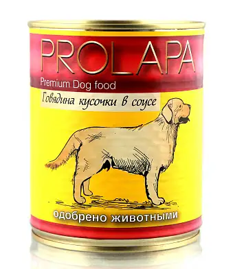 Prolapa Premium консервы  для собак говядина кусочки в соусе